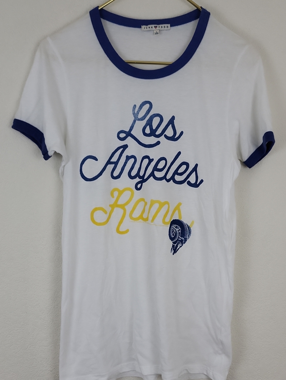 Junk Food Clothing Los Angeles Rams Ringer Tee Size Large